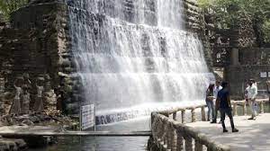 Huge Waterfall Sculptures Tourists