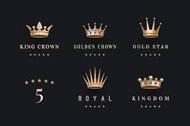 Set Of Royal Gold Crowns Icon And Logo