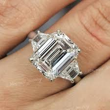 7 Ct Emerald Cut Engagement Ring Three