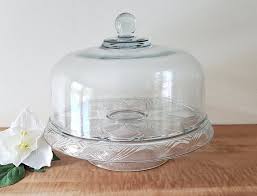 Vintage Pedestal Glass Cake Stand With