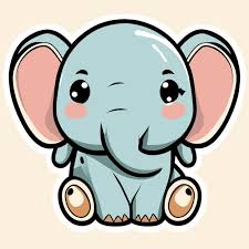 Cute Baby Elephant Hand Drawn Cartoon