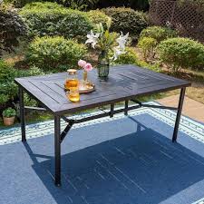 Phi Villa Outdoor Metal Rectangle Dining Table 6 Person With Umbrella Hole