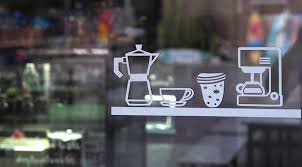 Coffee Symbol Icon On Glass Door