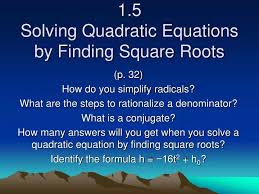 Ppt 1 5 Solving Quadratic Equations