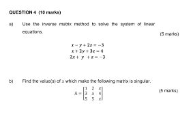 Inverse Matrix Chegg