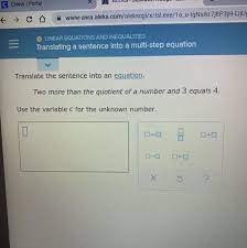 The Quotient Of A Number And 3 Equals 4