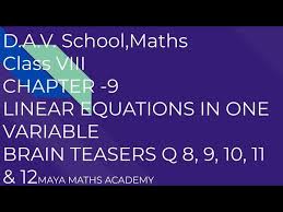 D A V Math Class Viii Ch 9 Linear