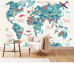 World Map Wall Mural Modern Home Decor