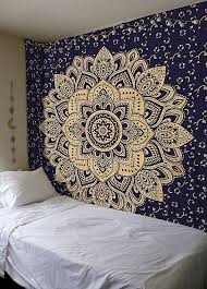 Gold Blue Tapestries Wall Hanging