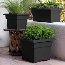 Black Plastic Deck Box Planter 57918