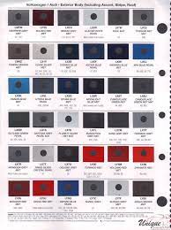 Volkswagen Paint Chart Color Reference