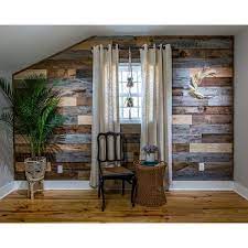 3 8 In T X 6 In W Premium Reclaimed Weathered Barn Wood Boards Accent Wall Kit 20 Sq Ft