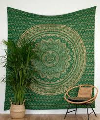 Tapestry Ombre Mandala Green Gold