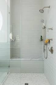 Gray Glass Subway Shower Tiles