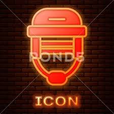 Glowing Neon Hockey Helmet Icon