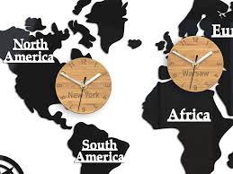 Large Wall Clock Time Zones World