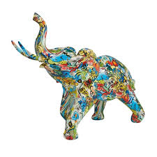 Colored Resin Elephant Sculpture