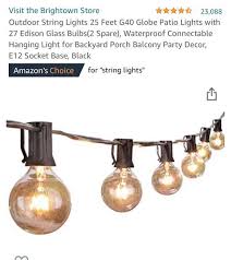 Outdoor String Lights 25 Feet G40 Globe