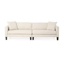 Clemons Contemporary 4 Seater Fabric Sofa With Accent Pillows Beige And Dark Brown