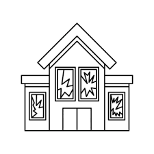 House With Broken Windows Icon Outline