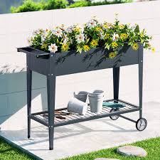 Nichols Steel Planter With Wheels