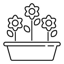 Outdoor Flower Pot Icon Outline Style