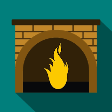 Fireplace Icon In Flat Style