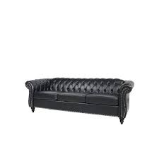 Faux Leather Rolled Arm Chesterfield