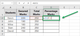 In Excel Percentage Formula