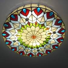 Peacock Stained Glass Ceiling Light