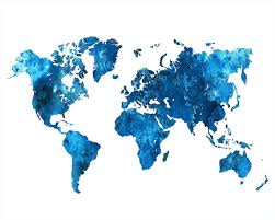 Navy Blue World Map Printable Navy Blue