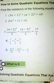 How To Solve Quadratic Equation That