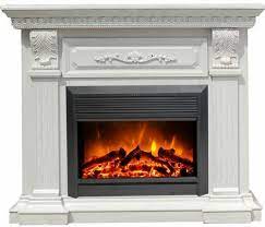 White Mdf Mantel Electric Fireplace At