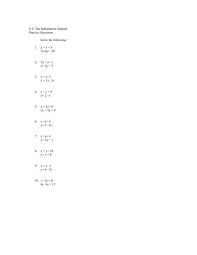 Substitution Method For Solving Systems