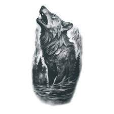 Lone Wolf Howling Wolf Temporary Tattoo