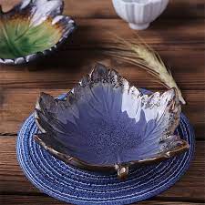 Vintage Leaf Shaped Bowl Ceramic