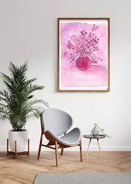 Pink Flowers In Vase Wall Art From
