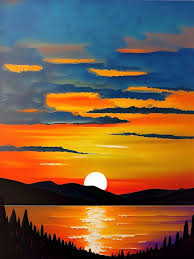 Sunset Painting Moody Impasto Sun