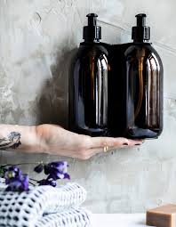 Double Soap Dispenser Black Wall