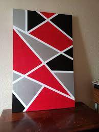 Abstract Red Black White Silver Canvas