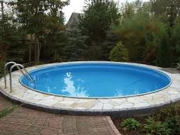 Blue Fiberglass Round Swimming Pool