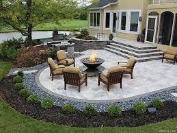 Concrete Backyard Stone Patio Designs