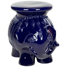 Safavieh Ceramic Elephant Garden Stool Navy