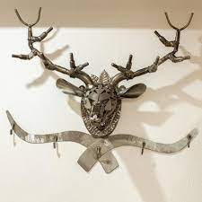 Hand Crafted Recycled Metal Deer Head