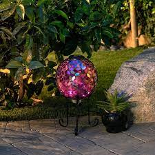 Alpine Solar Purple Mosaic Gazing Globe With Metal Stand