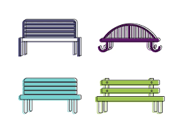 Bench Icon Set Simple Style Stock