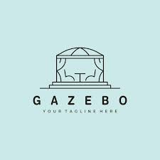 Premium Vector Line Art Gazebo Logo