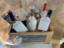 Custom Wedding Gift Wine Basket With