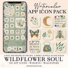 Watercolor Wildflowers App Icons Flower