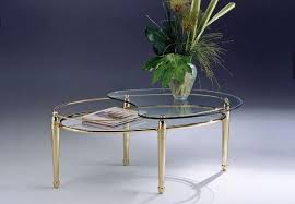 Oval Coffee Table Brass 2 Glass